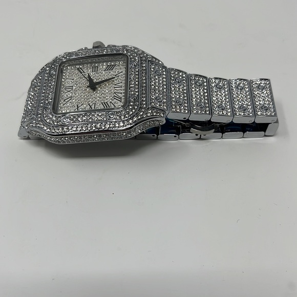 Mens silver square cz diamond watch - Picture 5 of 5